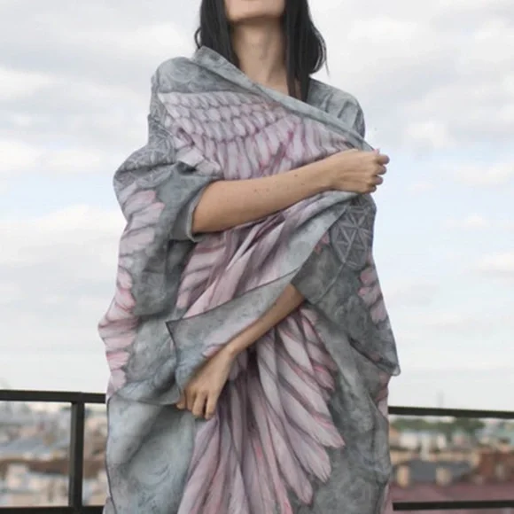 Bohemian Feather Wings Geo Print Kimono Beach Cover up - Picture 9 of 13